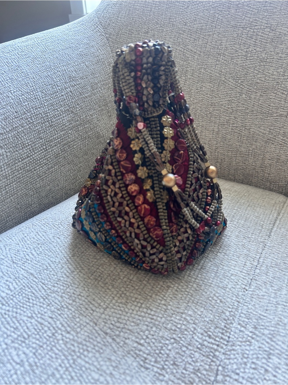 Handcrafted Multicolour Embroidered Potli Bag with Beaded Handle Wedding Party - Picture 2 of 6